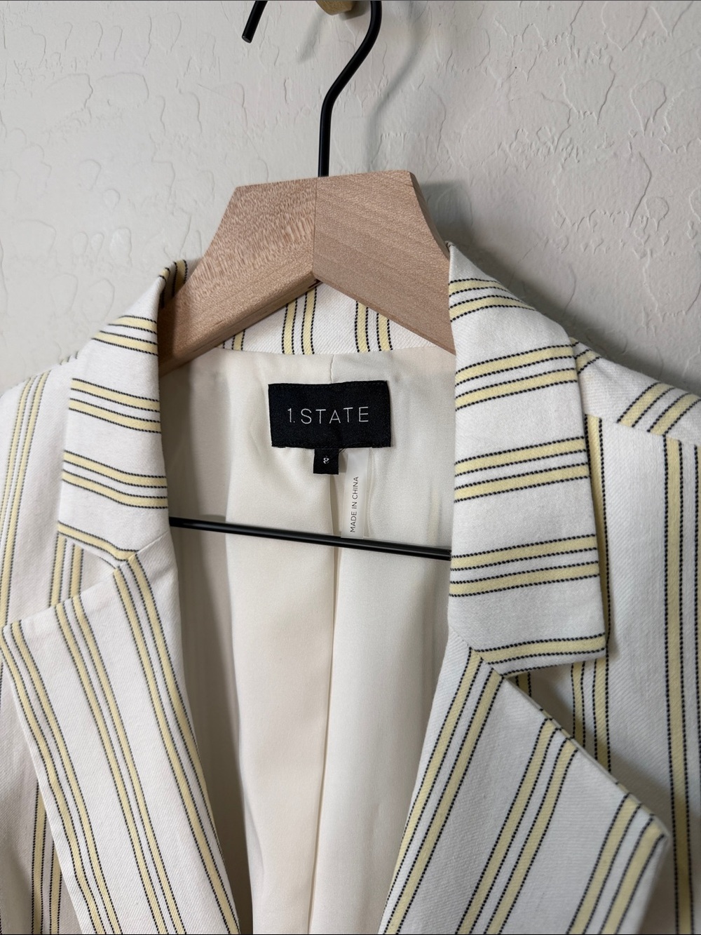 NWT 1. State Cotton Blazer in Lemon Merengue Stripe Size 8 - Picture 3 of 7